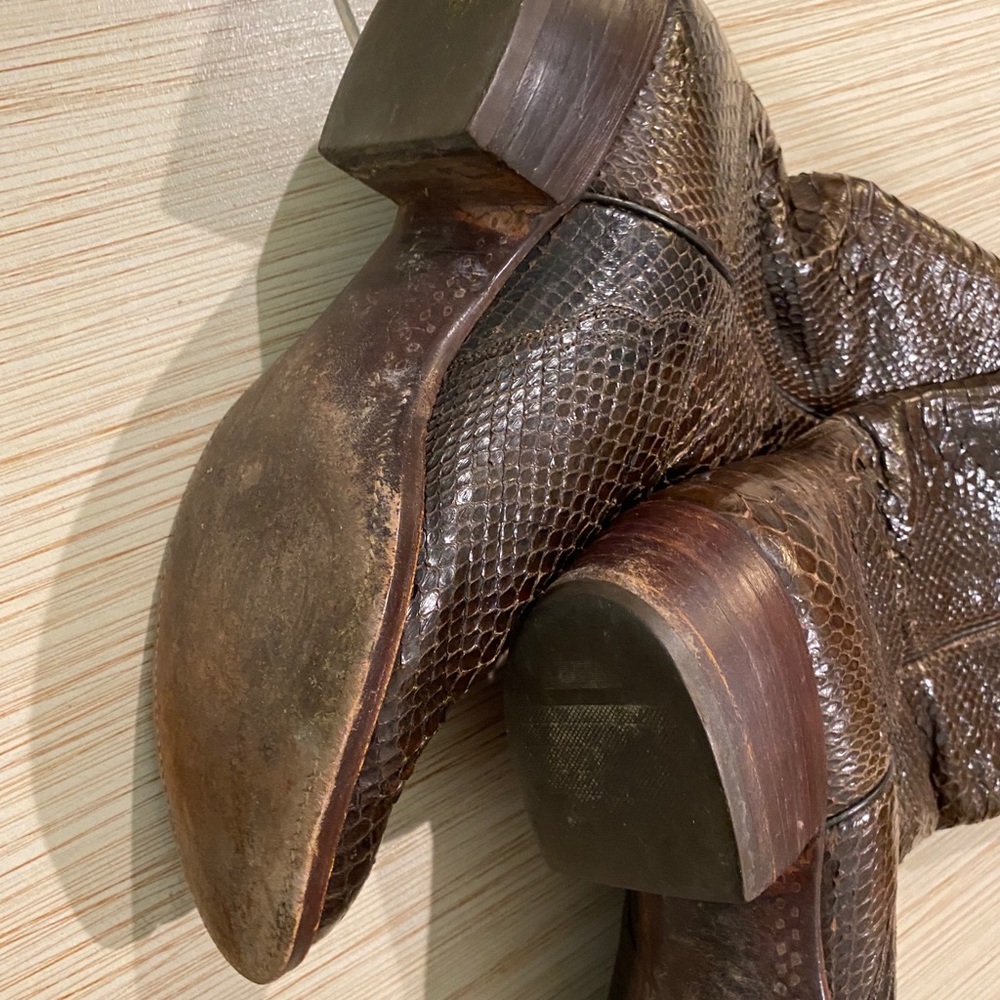 LUCCHESE ⭐ SAN ANTONIO ⭐ BROWN RARE EXOTIC SKIN BOOTS Vintage - Picture 2 of 11